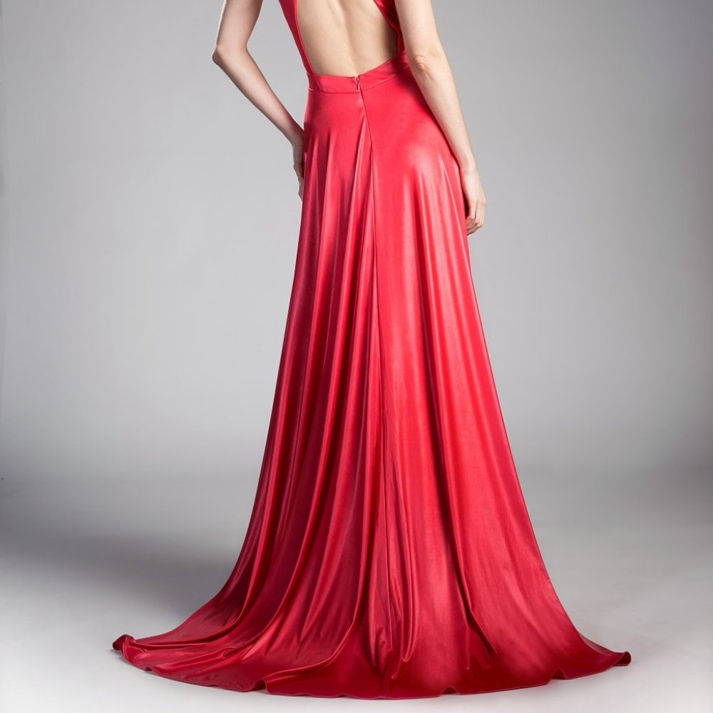 Halter Neck A-Line Leg Slit Prom Dress CDCE0008 - Picture 4 of 5